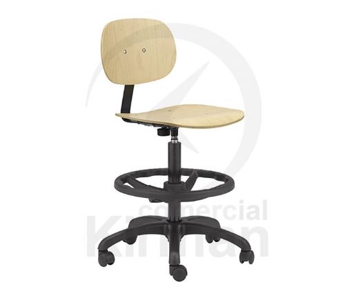 Imagen de Silla giratoria de madera con ruedas