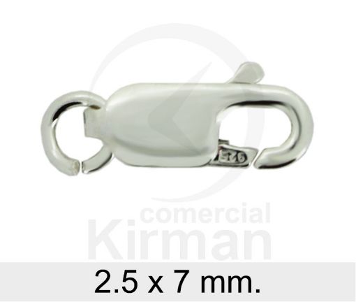 Imagen de Mosquetón plano con anilla 2.5 x 7 mm. Plata 925