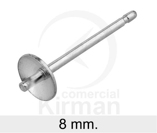 Imagen de Casquilla lisa con palillo 8 mm. Plata 925 