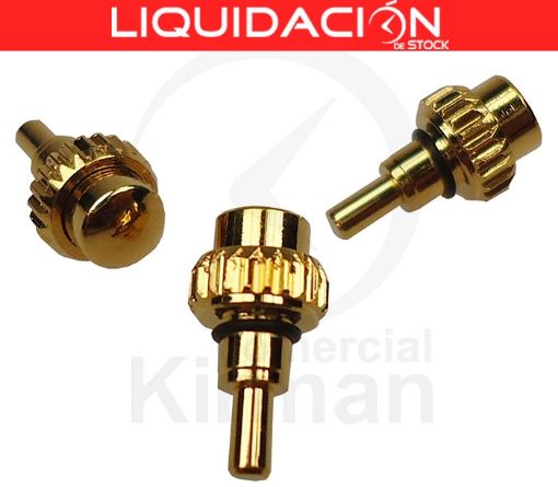 Imagen de Pulsador dorado con botón con botón con Ø 2.50 mm, tubo 500 y largo de 5.70 mm Bolsa de 3 uds