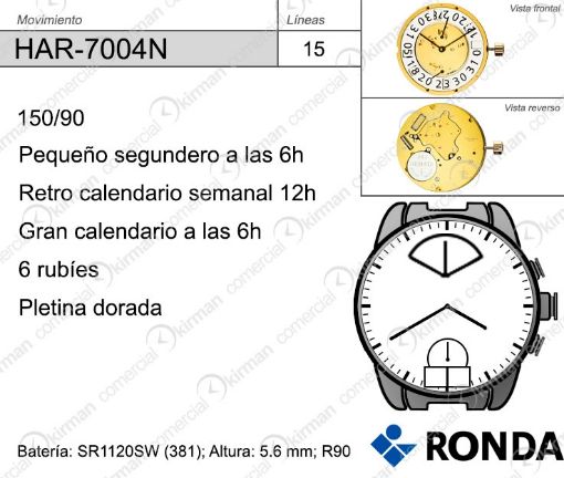 Imagen de Movimiento de pulsera de cuarzo HAR-7004N