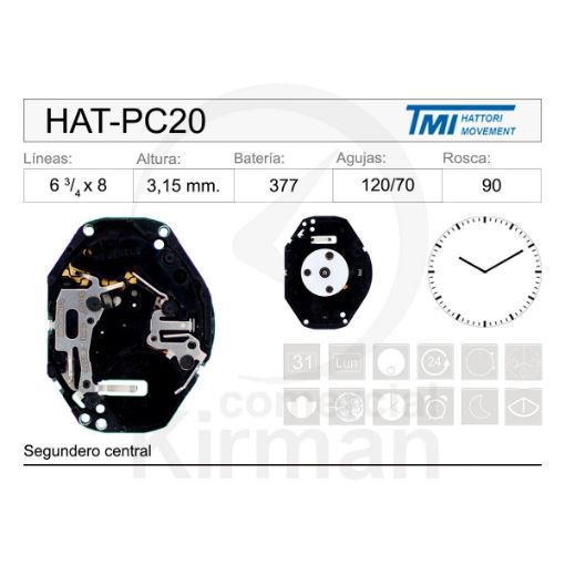 Imagen de Movimiento de pulsera Hattori PC20