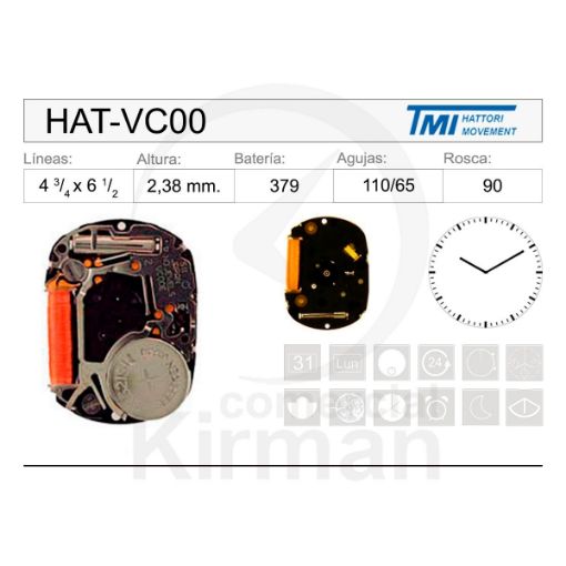 Imagen de Movimiento de pulsera Hattori VC00