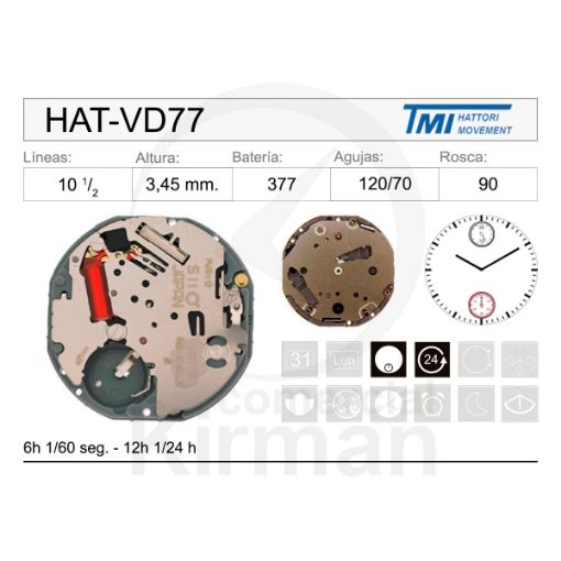 Imagen de Movimiento de pulsera Hattori VD77