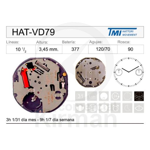 Imagen de Movimiento de pulsera Hattori VD79