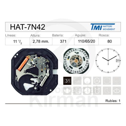 Imagen de Movimiento de pulsera Hattori 7N42