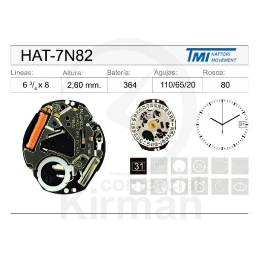 Imagen de Movimiento de pulsera Hattori 7N82