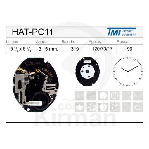 Imagen de Movimiento de pulsera Hattori PC11