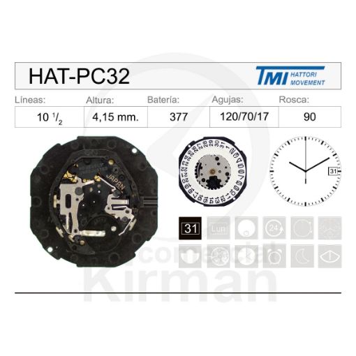 Imagen de Movimiento de pulsera Hattori PC32