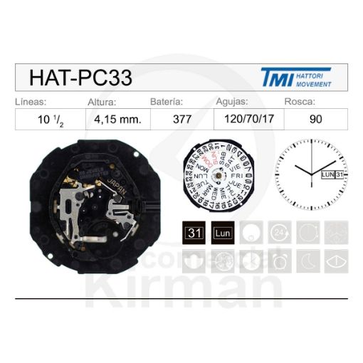 Imagen de Movimiento de pulsera Hattori PC33