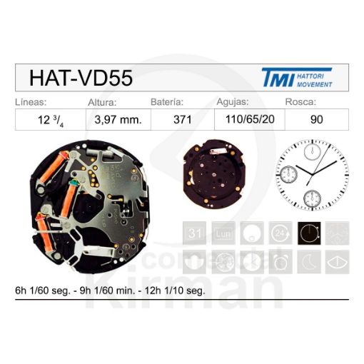 Imagen de Movimiento de pulsera Hattori VD55