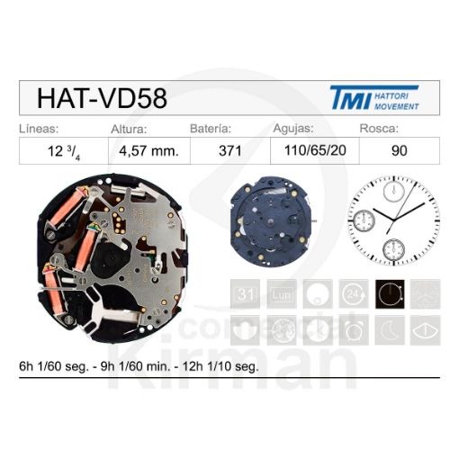 Imagen de Movimiento de pulsera Hattori VD58