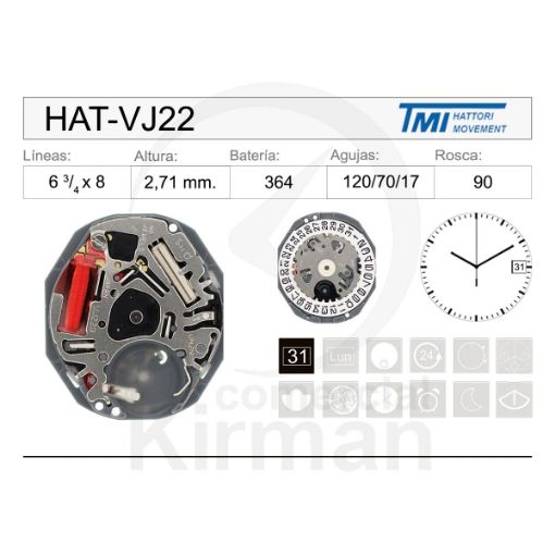 Imagen de Movimiento de pulsera Hattori VJ22