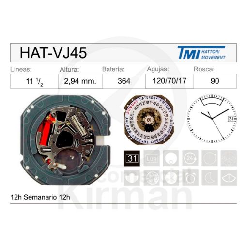 Imagen de Movimiento de pulsera Hattori VJ45