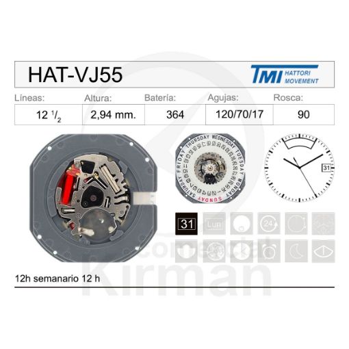 Imagen de Movimiento de pulsera Hattori VJ55
