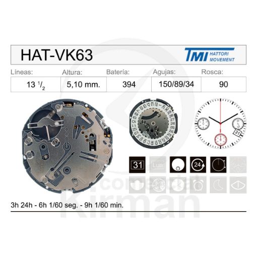 Movimiento Hattori VK63 Original 
