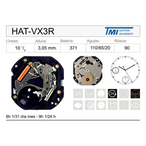 Imagen de Movimiento de pulsera Hattori VX3R