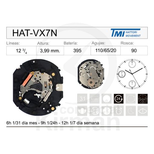 Imagen de Movimiento de pulsera Hattori VX7N