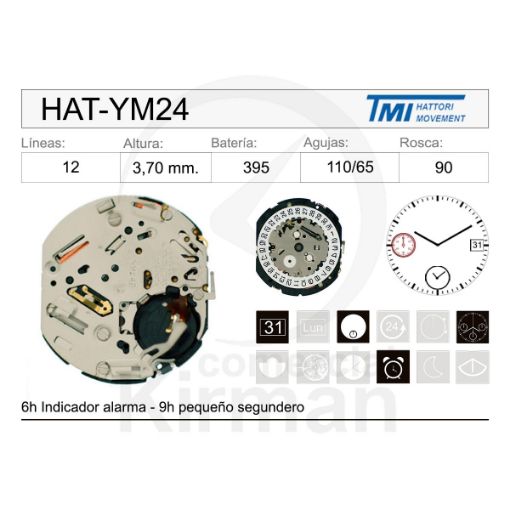 Imagen de Movimiento de pulsera Hattori YM24
