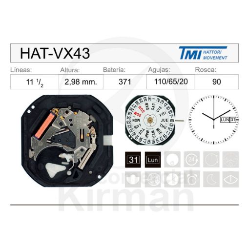 Movimiento Hattori VX43 Original