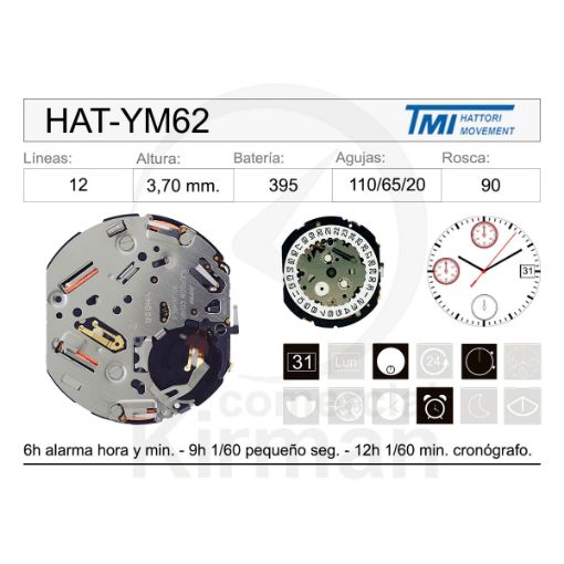 Movimiento Hattori YM62 (SII) Original |