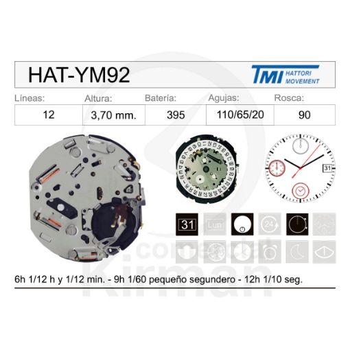 Movimiento Hattori YM92 Original