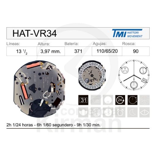 Imagen de Movimiento de pulsera Hattori VR34A