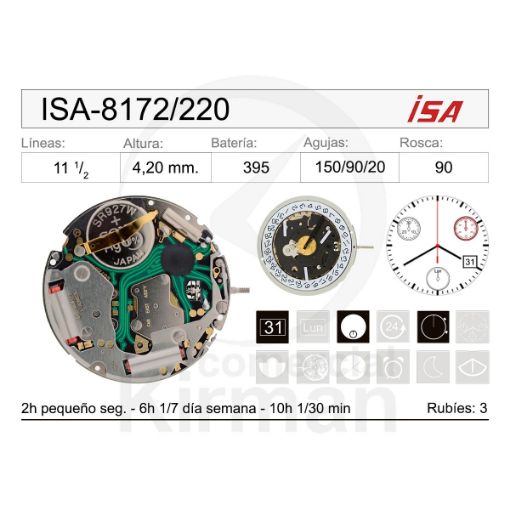 Movimiento de pulsera Isa 8172/220