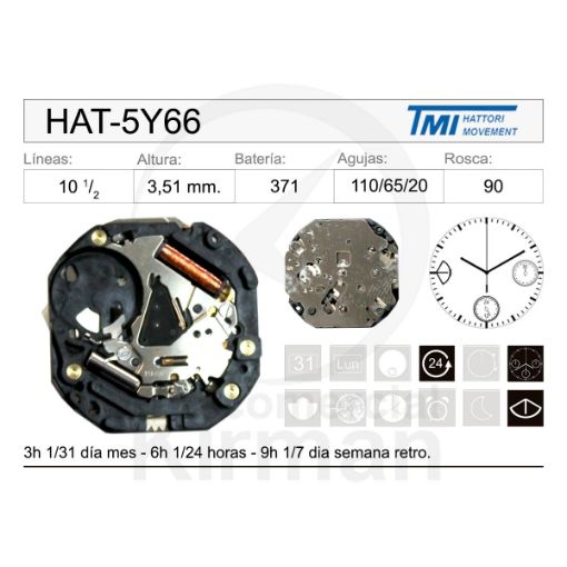 Imagen de Movimiento de pulsera Hattori 5Y66