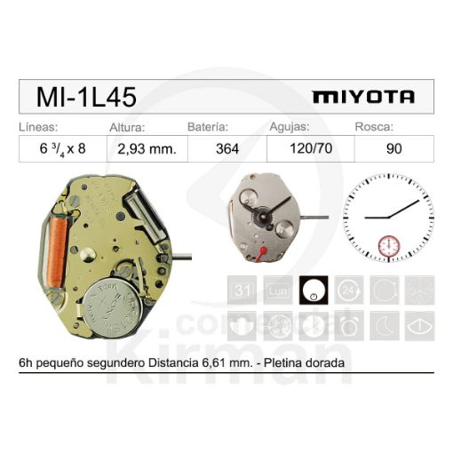 Movimiento Miyota 1L45 Original
