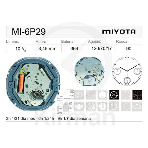 Movimiento Miyota 6P29 Original 