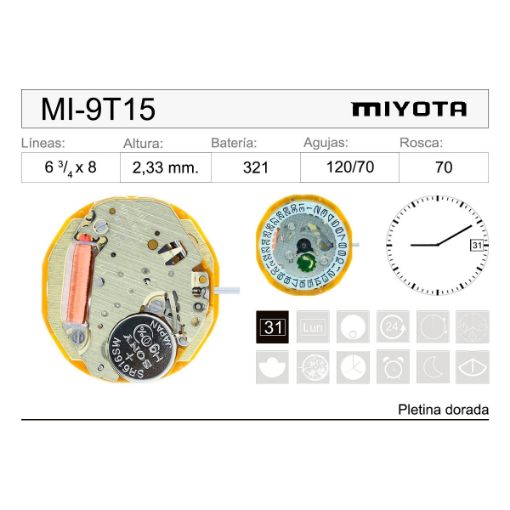 Movimiento Miyota 9T15 Original 
