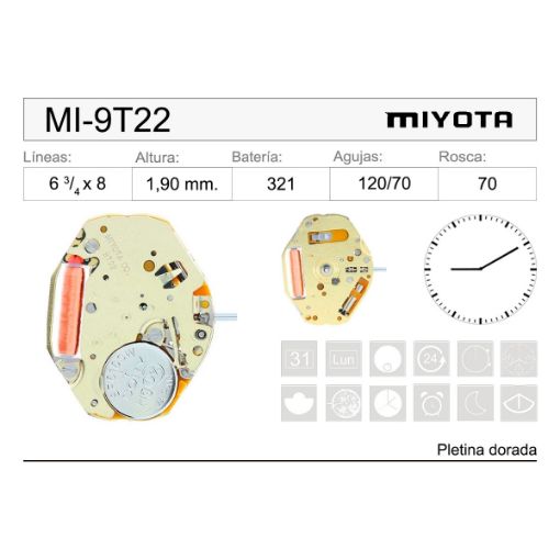 Movimiento Miyota 9T22 Original 