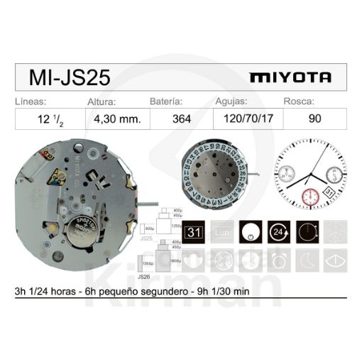 Movimiento Miyota JS25 Original