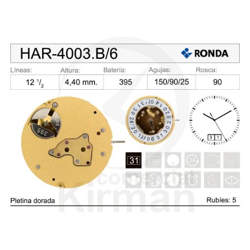 Imagen de MOVIMIENTO DE PULSERA RONDA 4003.B CALENDARIO 6H