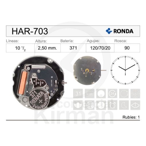 Imagen de Movimiento de pulsera de cuarzo Ronda 703