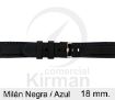 Imagen de Correa silicona Milan color negra y costura azul 18 mm