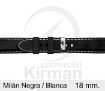 Imagen de Correa silicona Milan color negra y costura blanca 18 mm