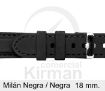 Imagen de Correa silicona Milan color negra y costura negra 18 mm