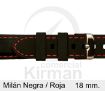Imagen de Correa silicona Milan color negra y costura roja 18 mm