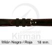 Imagen de Correa silicona Milan color negra y costura roja 18 mm