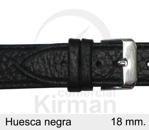 Correa Piel Huesca Negra 18 mm