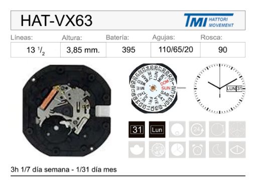 Imagen de Movimiento de Pulsera Hattori VX63