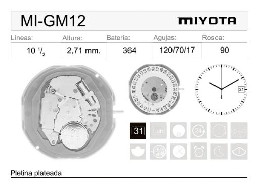 Movimiento Miyota GM12 Original 