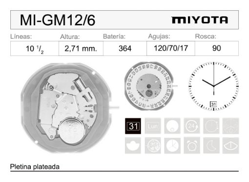 Movimiento Miyota GM12/6 Original 