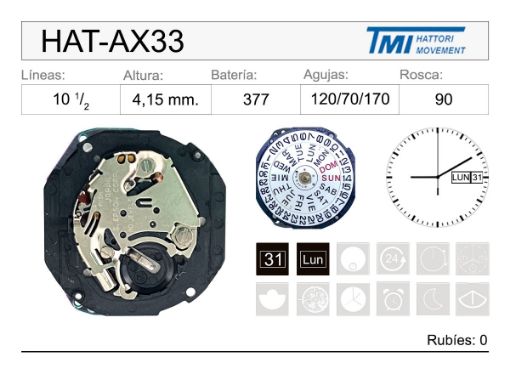 Imagen de Movimiento de Pulsera Hattori AX33