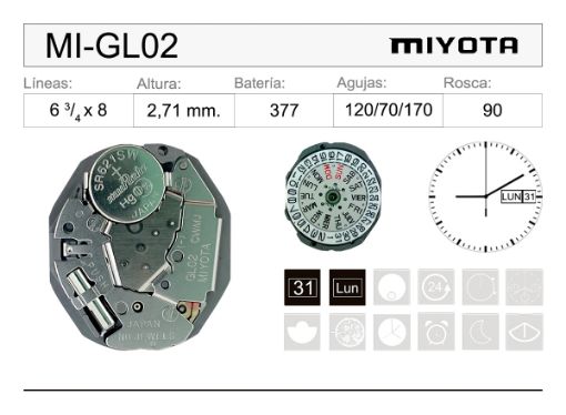 Imagen de Movimiento Miyota GL02