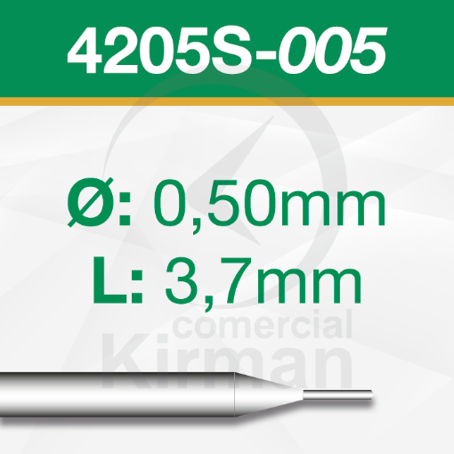 Imagen de Pack 2 Brocas cortas de carburo de tungsteno (4205S) 2 Labios  Ø:0.50mm y L: 3.7mm