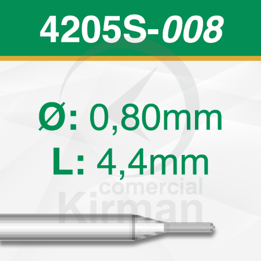 Imagen de Pack 2 Brocas cortas de carburo de tungsteno (4205S)  Ø:0.80mm y L: 4.4mm