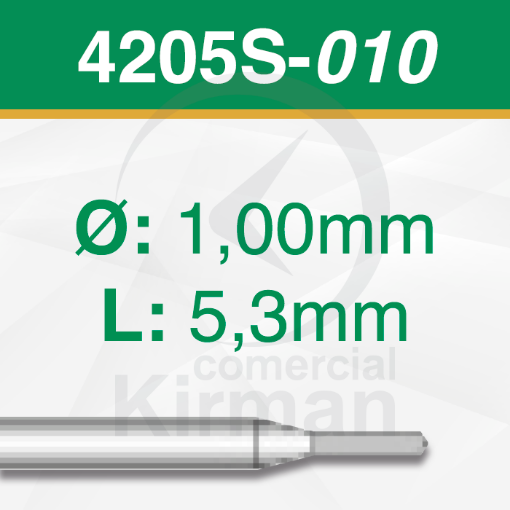 Imagen de Pack 2 Brocas cortas de carburo de tungsteno (4205S)  Ø:1.0mm y L: 5.3mm